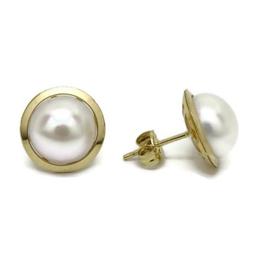 Pendientes perla 8mm oro - Imagen 6
