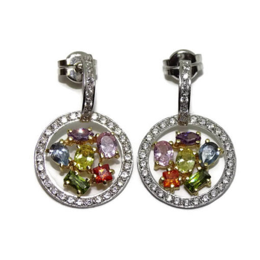 Pendientes oro y circonitas de color - Imagen 3