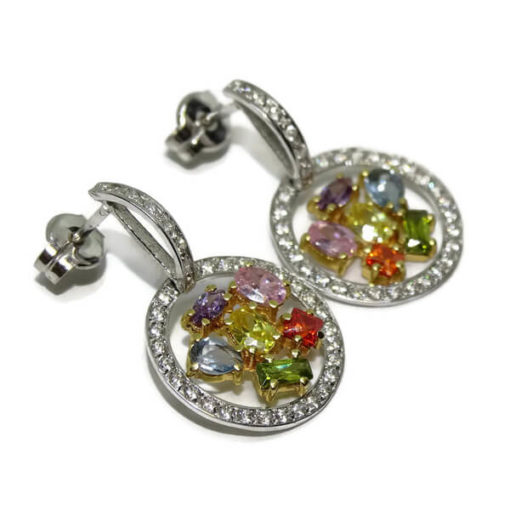 Pendientes oro y circonitas de color - Imagen 4