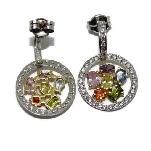 Pendientes oro y circonitas de color - Imagen 5