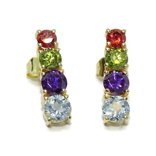 Pendientes largos color y oro - Imagen 3