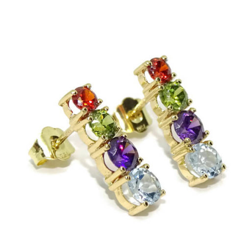 Pendientes largos color y oro - Imagen 4