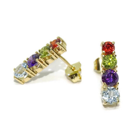 Pendientes largos color y oro - Imagen 5