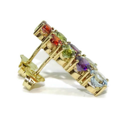 Pendientes largos color y oro - Imagen 7