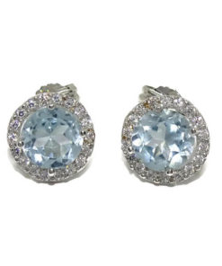 Pendientes de oro y color azul o rosa