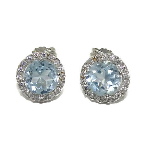 Pendientes de oro y color azul o rosa