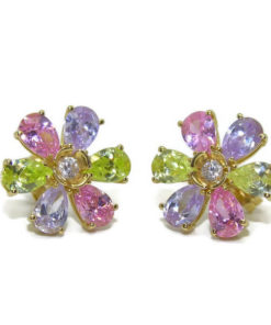 Pendientes flor grande color y oro