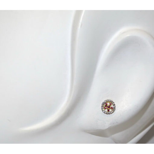 Pendientes circonitas rojas y blancas - Imagen 2
