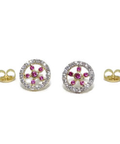 Pendientes circonitas rojas y blancas