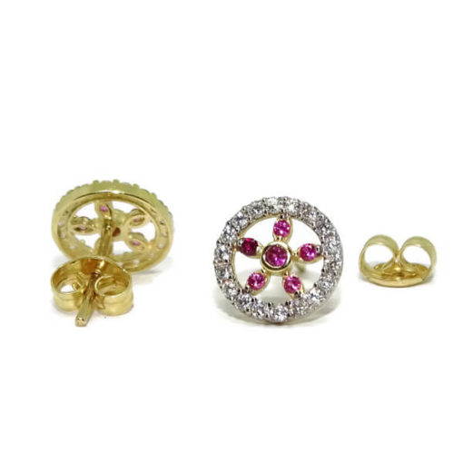 Pendientes circonitas rojas y blancas - Imagen 4