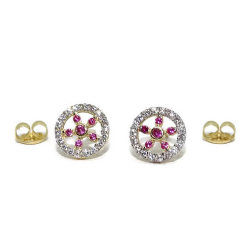 Pendientes circonitas rojas y blancas