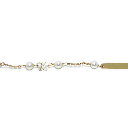 Pulsera bebe placa,  perlas y mariposas - Imagen 4