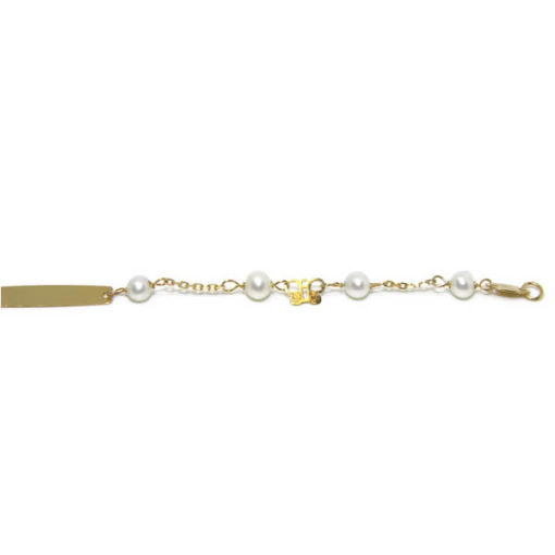 Pulsera bebe placa,  perlas y mariposas - Imagen 5