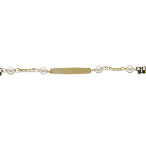 Pulsera bebe placa,  perlas y mariposas - Imagen 6