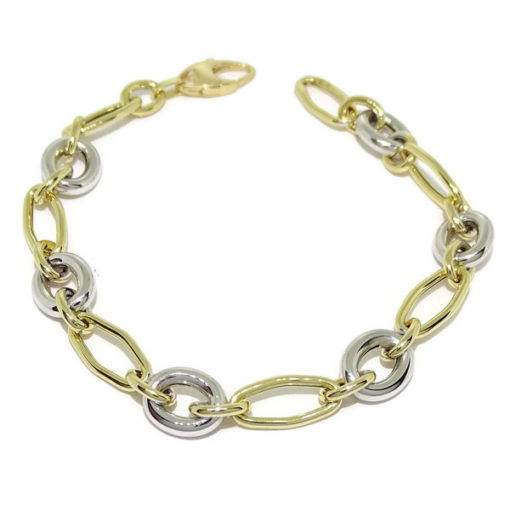 Pulsera óvalos y círculos oro