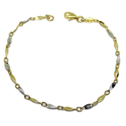 Pulsera fina bicolor oro 18k para mujer y niña.
