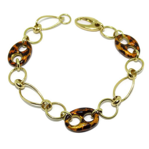 Pulsera calabrote oro y leopardo