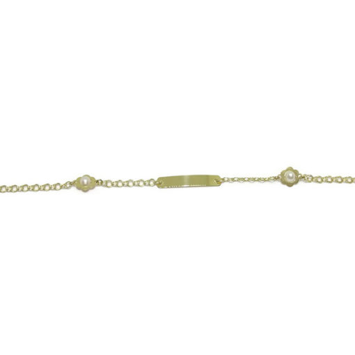 Pulsera placa niña y perlas - Imagen 3