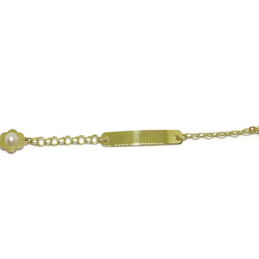 Pulsera placa niña y perlas - Imagen 4