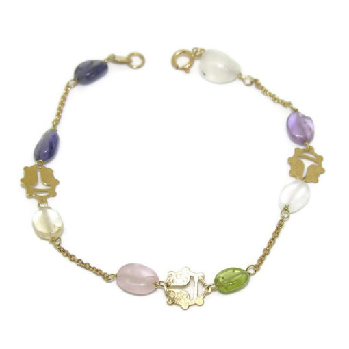 Pulsera mariquita y piedra de color niña