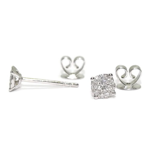 Pendientes de diamantes de 0.26cts en oro blanco de 18k con engaste invisible y cierre presión. 5mm de diámetro - Imagen 5