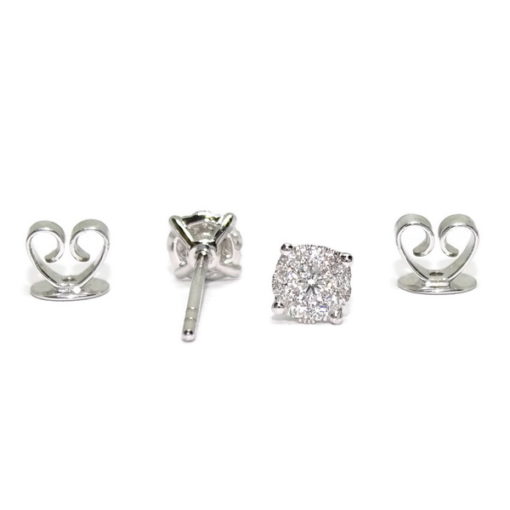 Pendientes de diamantes de 0.26cts en oro blanco de 18k con engaste invisible y cierre presión. 5mm de diámetro - Imagen 4