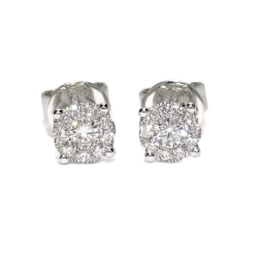 Pendientes de diamantes de 0.26cts en oro blanco de 18k con engaste invisible y cierre presión. 5mm de diámetro - Imagen 3