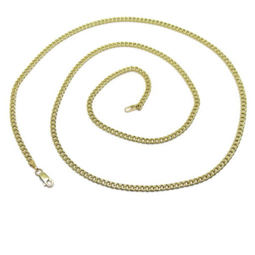 cadena de oro amarillo de 18k modelo barbada de 60cm de larga y 3mm de ancha