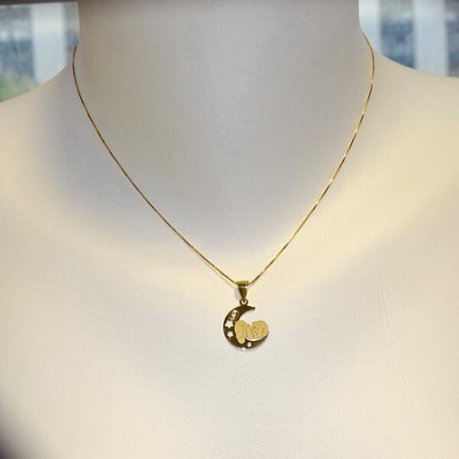colgante con cadena para mama de oro bebe en la luna - Imagen 2
