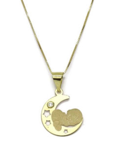 colgante con cadena para mama de oro bebe en la luna