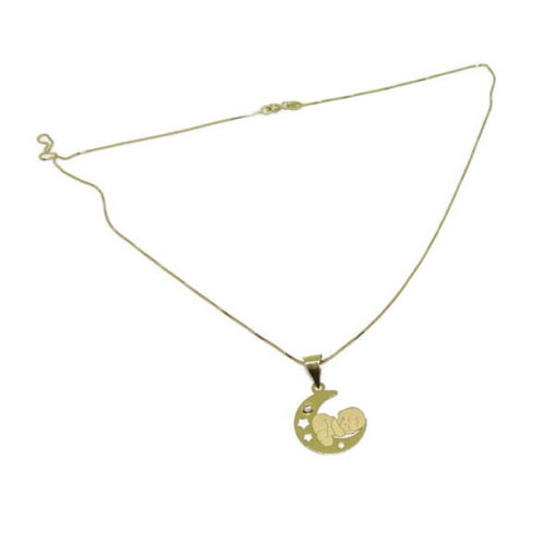 colgante con cadena para mama de oro bebe en la luna - Imagen 4