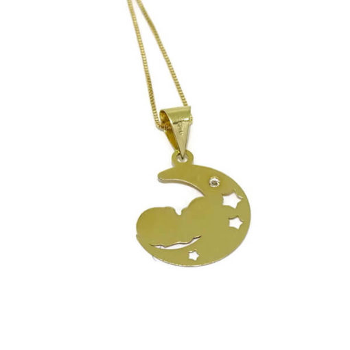 colgante con cadena para mama de oro bebe en la luna - Imagen 5