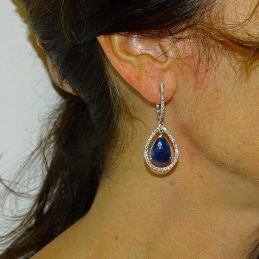 Pendientes zafiros y diamantes - Imagen 2
