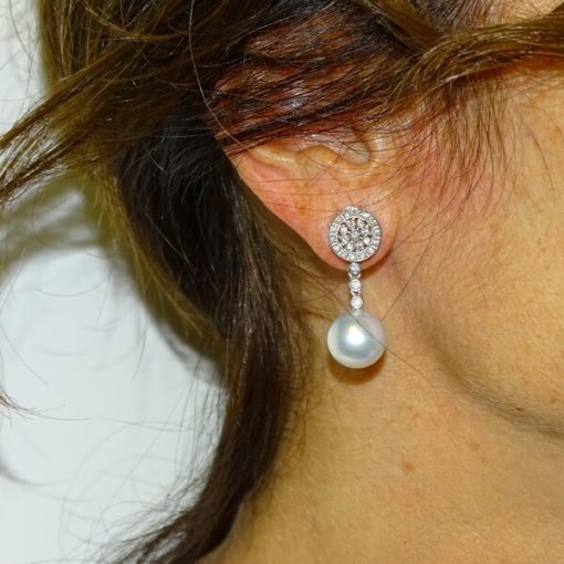Pendientes diamantes y perlas australianas - Imagen 2