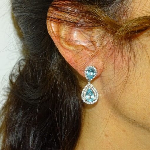 Pendientes topacios y diamantes - Imagen 2