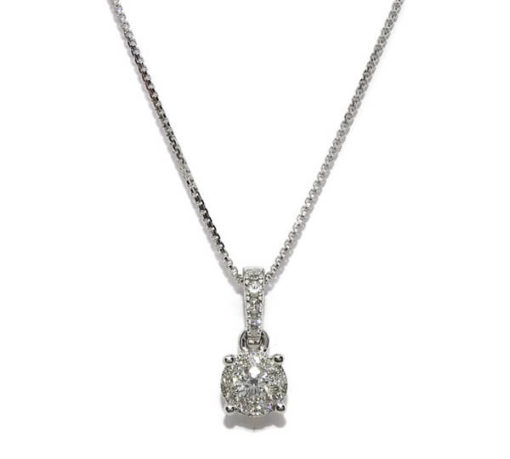 collar diamantes 0,18cts y oro blanco