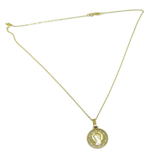 Medalla de oro virgen niña calada de 14mm - Imagen 5