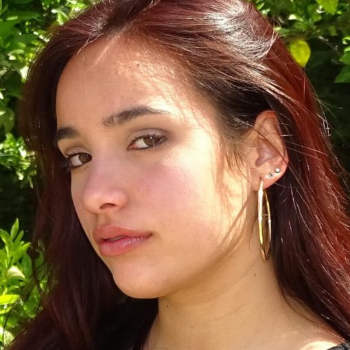 Pendientes aros muy grandes mujer de 3mm por 5.5cm. 5.10gr de oro de 18k - Imagen 2