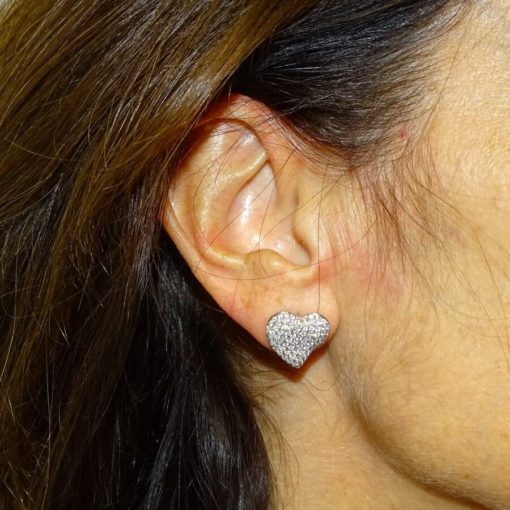 Pendientes  corazón grandes con 1,25cts de diamantes - Imagen 2