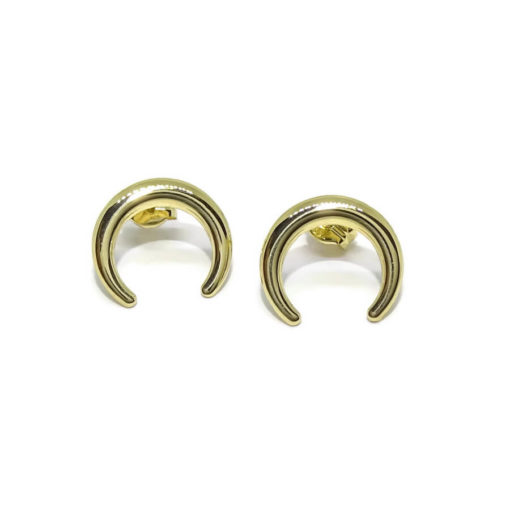 Pendientes cuerno oro media luna