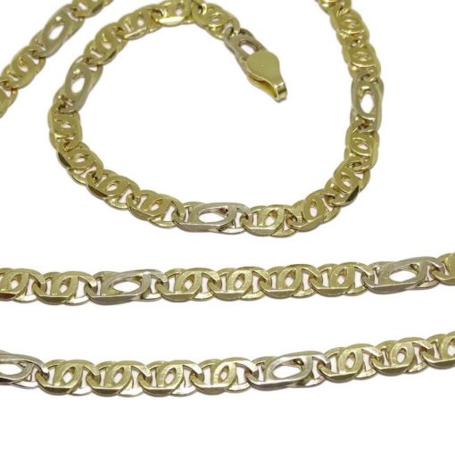 Cadena bicolor italiana hombre oro 18k - Imagen 3
