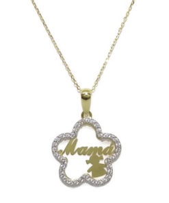 Collar Flor niña con circonitas oro bicolor