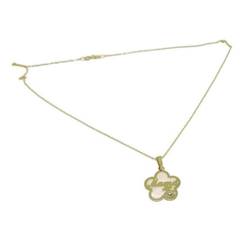 Flor nácar y oro niña con Cadena forzada todo oro - Imagen 4