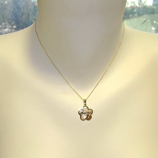 Flor nácar y oro niño con Cadena forzada todo oro - Imagen 2