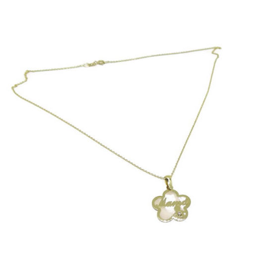 Flor nácar y oro niño con Cadena forzada todo oro - Imagen 5
