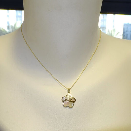 Flor nácar y oro margarita con Cadena forzada todo oro - Imagen 2
