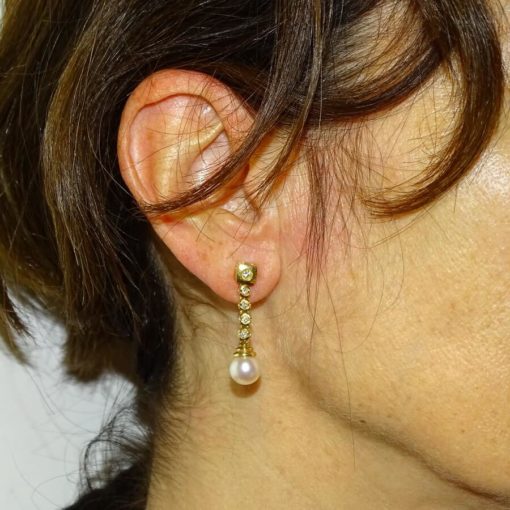 Pendientes largos cabeza cuadrada 0,20cts de diamantes - Imagen 2