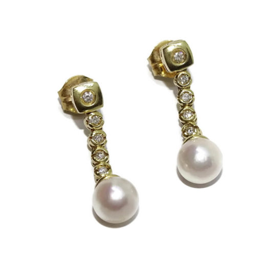 Pendientes largos cabeza cuadrada 0,20cts de diamantes - Imagen 3