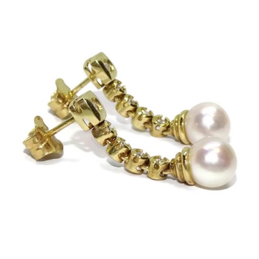 Pendientes largos cabeza cuadrada 0,20cts de diamantes - Imagen 4