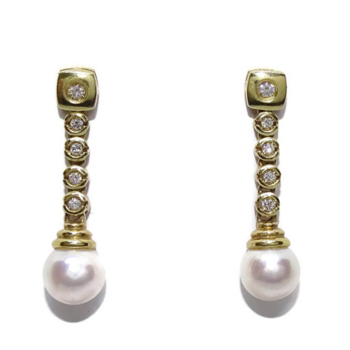 Pendientes largos cabeza cuadrada 0,20cts de diamantes